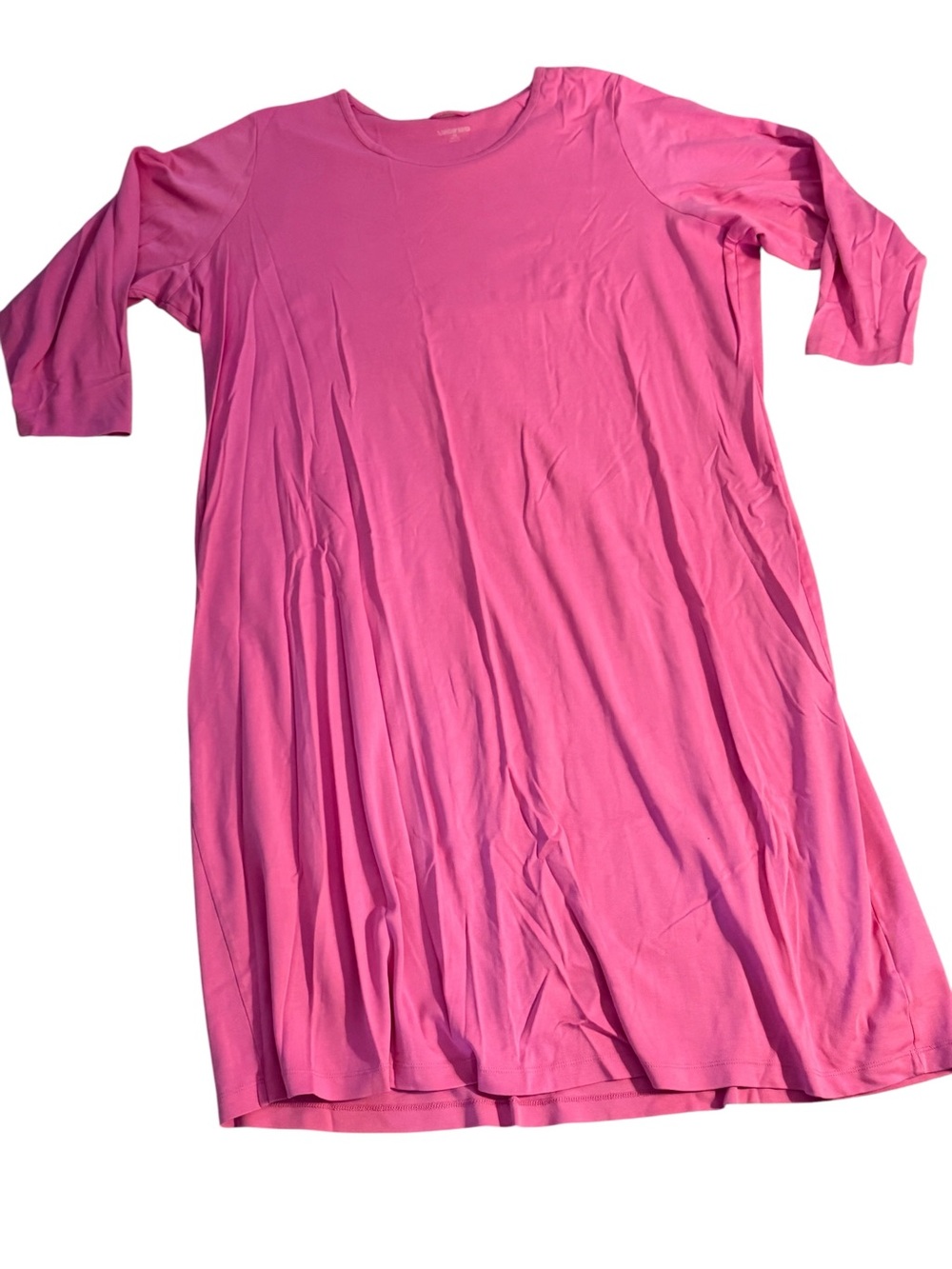 Lands' End Rose-Pink Three-Quarter Sleeve A-Line Midi Nightgown - Picture 2 of 5